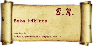 Baka Márta névjegykártya